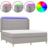  Box spring s madracem LED svjetlosivi 180x200 cm tkanina | shoptok.hr