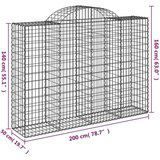  Obokane gabion košare 2 kosi 200x50x140/160 cm pocinkano železo | Shoptok.si