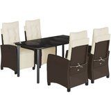  5-dijelni vrtni blagovaonski set s jastucima poliratan smeđi Smeđa 160 cm table length | shoptok.hr