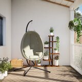  Viseća stolica jaje s postoljem smeđesiva od tkanine i čelika | shoptok.hr