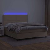  Krevet box spring madrac LED cappuccino 140x200cm umjetna koža | shoptok.hr