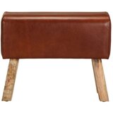 vidaXL Telovadna klop 58 cm rjava pravo usnje in trden mangov les | Shoptok.si