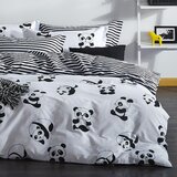Aberto Design komplet posteljina Panda, 200x220 cm, Crna-Bela | ePonuda.com