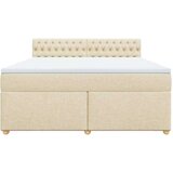 vidaXL Box spring postelja z vzmetnico krem 180x200 cm blago, (21305065) | Shoptok.si