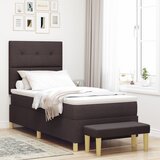 vidaXL Box Spring postelja z vzmetnico in klopjo temno rjava 90x200 cm tkanina, (22049568) | Shoptok.si