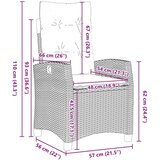  Set od 3 dijela za objedovanje u vrtu s jastučićima bež poli ratan | shoptok.hr
