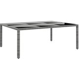 The Living Store Vrtna miza 200x150x75 cm kaljeno steklo in poli ratan siva - Vrtna Miza, (21477596) | Shoptok.si