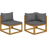  Sedežna garnitura 2-delna s temno sivimi blazinami akacija | Shoptok.si