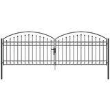 vidaXL Ograjna vrata s ključavnico Siva 400 x 125 cm Jeklo Cene