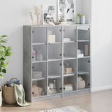  Regal za knjige s vratima boja betona 136x37x142 cm drveni | shoptok.hr