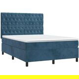  Krevet box spring s madracem LED tamnoplavi 140x200 cm baršun | shoptok.hr