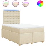 vidaXL Box spring postelja z vzmetnico krem 120x200 cm blago, (21310487) | Shoptok.si