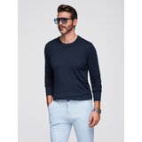 Ombre Men's sweater with round neckline in stretch knit with classic weave - navy blue | Shoptok.si