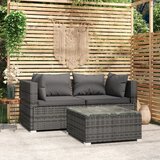 The Living Store Vrtna sedežna garnitura 3-delna z blazinami siv poli ratan - Vrtna Sedežna Garnitura, (21479113) | Shoptok.si