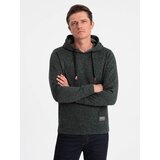 Ombre Bluza męska nierozpinana kangurka z kapturem - oliwkowy melanż | shoptok.hr