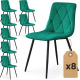 AKORD Milo Prešiti Jedilni Stoli Iz Žameta, Komplet 8 Stolov, Stekleničasto Zelena, Črne Noge, (5000333404) | Shoptok.si