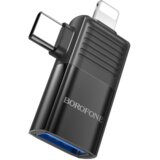  USB adapter BOROFONE BV18 iPhone/lightning male to Type-C male to USB female USB2.0 2-in-1 black | Eponuda.ba