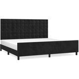 The Living Store Posteljni okvir z vzglavjem črn 200x200 cm žamet - Posteljni Okvir Z Vzglavjem, (21489503) | Shoptok.si