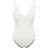 Trendyol Ecru V-Neck Textured Swimsuit Cene