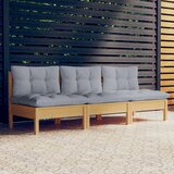 Maison Chic Vrtni kavč - Zunanji kavč trosed s sivimi blazinami trdna borovina, (22043804) | Shoptok.si