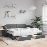 vidaXL Izvlečna dnevna postelja s predali temno siva 100x200 cm blago Cene