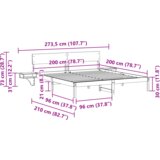  Krevetna konstrukcija Smeđa 200 x 200 cm Masivna borovina | shoptok.hr