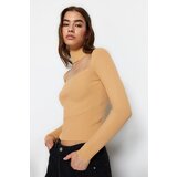 Trendyol Beige Choker Collar Knitwear Sweater Cene