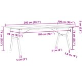  Blagovaonski stol Y-oblika 200x100x75 cm od borovine i čelik | shoptok.hr