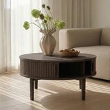 Unique Furniture Okrogla klubska mizica v hrastovem dekorju v temni naravni barvi ø 85 cm Meta – | Shoptok.si