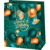 Ekskluzivna srednje velika zelena darilna vrečka Happy Birthday 18x23x10 cm