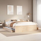 vidaXL Posteljni okvir brez vzmetnice z vzglavjem 200x200 cm borovina | Shoptok.si