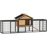 PawHut Zajčnjak, 2 nivoja, masiven les, odporen proti zimi, dvonadstropna hišica, (5000240517) | Shoptok.si