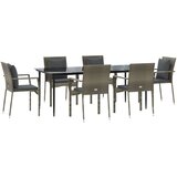  7-dijelni vrtni blagovaonski set crno-sivi od poliratana | shoptok.hr