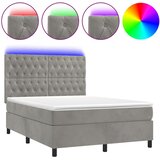  Krevet box spring s madracem LED svjetlosivi 140x200 cm baršun | shoptok.hr