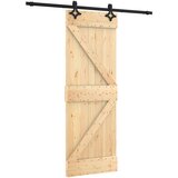 Klizna vrata Prirodna i crna 70 x 210 cm Čvrsta borovina Smeđa 200 x 5.5 x 210 cm | Shoptok.si