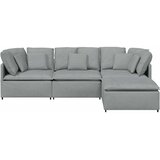  Modularna sofa s podnožjem i jastucima, tkanina, svijetlo siva | Shoptok.si