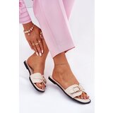 Boto Flat Ladies Sandals With Golden Buckle Beige Esiobb | ePonuda.com