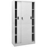 vidaXL Pisarniška omara z drsnimi vrati svetlo siva 90x40x180 cm jeklo | Shoptok.si