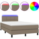 vidaXL Box spring postelja z vzmetnico LED taupe 120x200 cm blago, (20723714) Cene