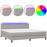  Box spring postelja z vzmetnico LED sv. siva 200x200 cm blago, (20726002) | Shoptok.si
