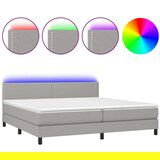  Box spring s madracem LED svjetlosivi 200x200 cm tkanina | shoptok.hr
