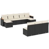  10-dijelni set vrtnih sofa s jastucima crni od poliratana Crna 61 x 62 x 69 cm | Shoptok.si