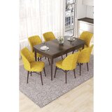 Hanah home Nef - Baroque, Mustard BaroqueMustard Extendable Dining Table & Chairs Set (7 Pieces) | ePonuda.com