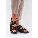 Zazoo Leather Flat Sandals With Buckles 3020 Black | Shoptok.si