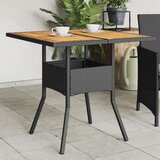  Vrtni stol s pločom od drva bagrema crni 80x80x75 cm poliratan | shoptok.hr
