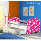  Dječji krevet ACMA s motivom, bočna bijela + ladica 180x80 cm 23 Pink Daisy | shoptok.hr
