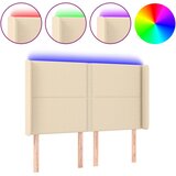 Maison Chic led posteljno vzglavje - vzglavna omarica - nočna omarica krem 147x16x118/128 cm blago, (21706872) Cene