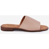 EVENTO Ladies Leather Smooth Slippers Beige Cerise | shoptok.hr