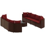  9-dijelni set vrtnih sofa s jastucima poliratan smeđi | shoptok.hr