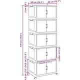vidaXL Složiva kutija za pohranu s kotačima 5nivoa 75 L 64x40x179 cm | shoptok.hr
